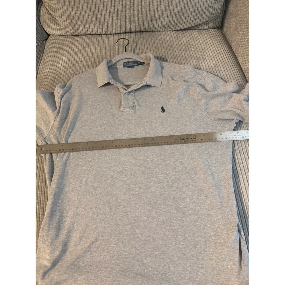 Polo Ralph Lauren Mens XL Short Sleeve Polo Shirt Heather Gray Navy Pony Logo